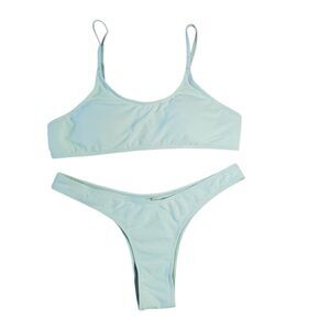 Zaful Women's Mint Ribbed Bikini Set